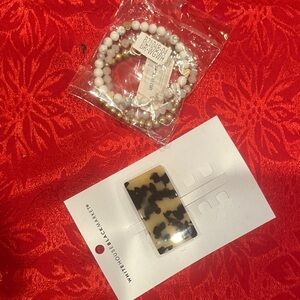 White House Black Market Tortoiseshell Hair Clip and White Bracelet Set